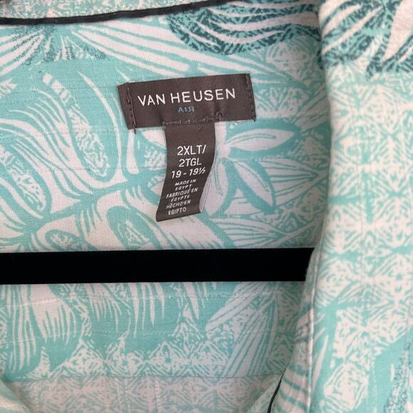 Van Heusen Air Men's Palm Frond Hawaiian Floral Short Sleeve Shirt Size 2XLT - Picture 4 of 5